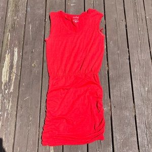 Elevated t shirt dress with gathering in the skirt